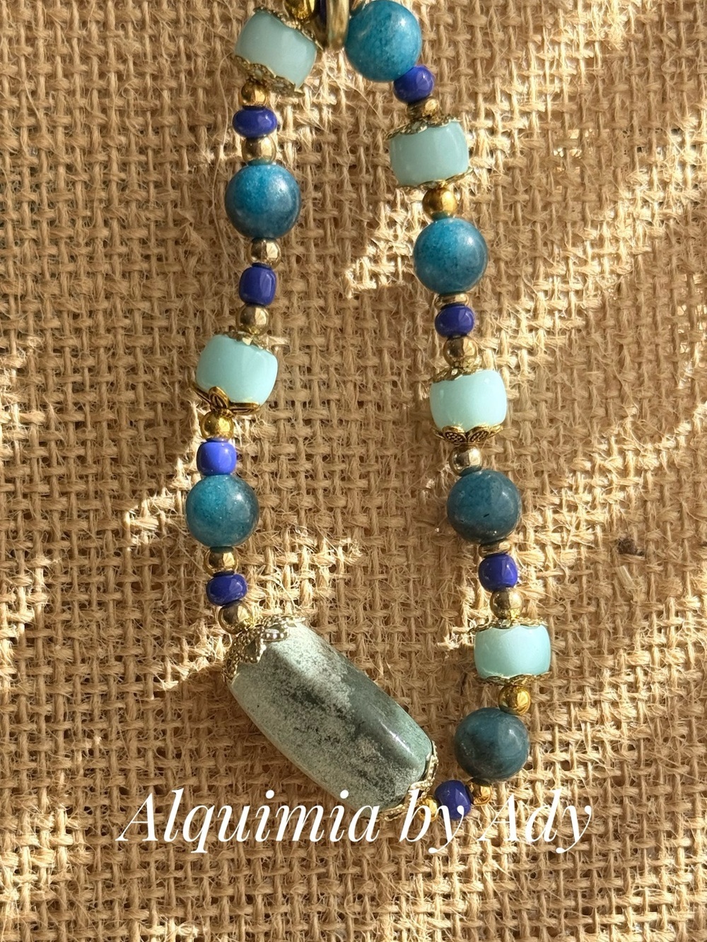 Gemstones Navy, Aqua and Teal Beaded Women's Bracelet